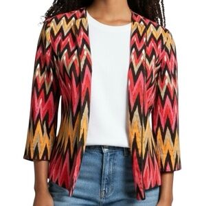 Trenz Blazer S Jacket Open Zigzag Pink Corduroy Lined